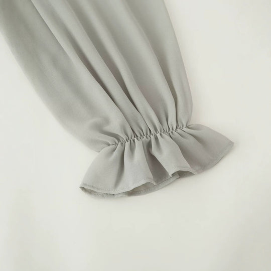 Damen Chiffon-Minikleid mit Rüschenkragen, Ballonärmeln und Paillettenbesatz Nord Taschen