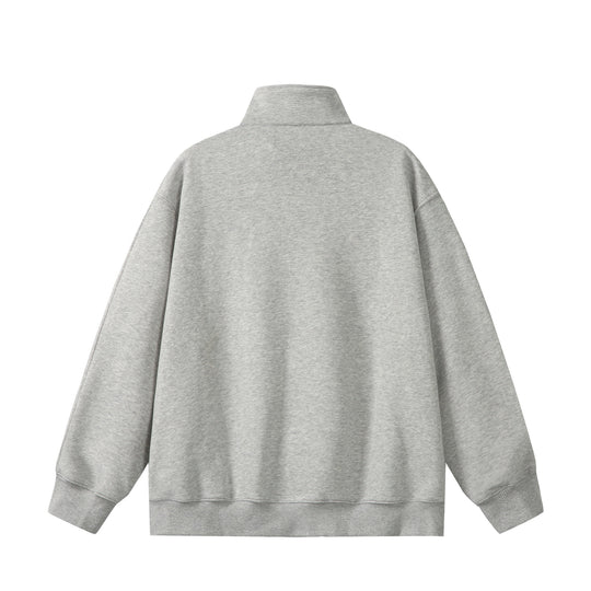 Unisex Oversize Sweatshirt mit Halbzip, hohem Funnelkragen und Kängurutasche Nord Taschen
