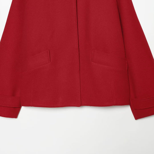 Damen Kurze Wollmix-Capejacke mit Raglanärmeln und Umschlagmanschetten Nord Taschen