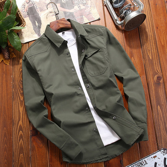 Herren Canvas-Overshirt im Worker‑Look mit Brustpattentasche und Western‑Nahtführung Nord Taschen
