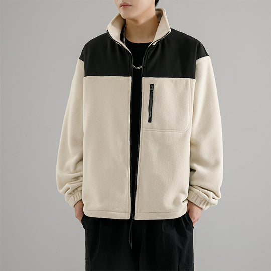 Herren Fleecejacke mit verstärktem Schulterpaneel, Stehkragen und Brustreißverschluss Nord Taschen