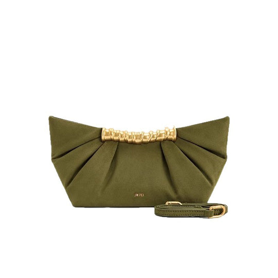 Damen Clutch mit dekorativer Faltoptik und goldenem Griff Nord Taschen