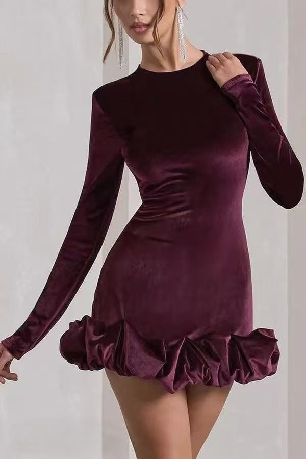 Damen Elegantes Minikleid mit Rüschensaum Nord Taschen