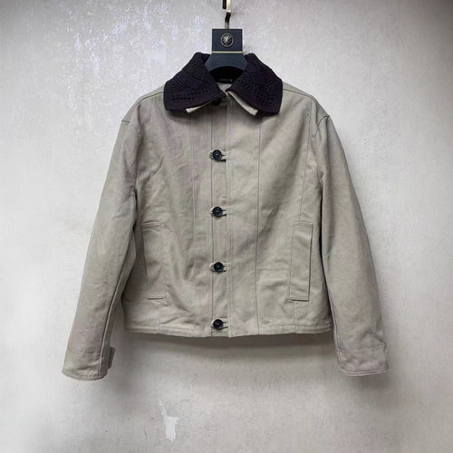 Herren Kurzblouson aus Canvas mit gehäkeltem Kontrastkragen Nord Taschen