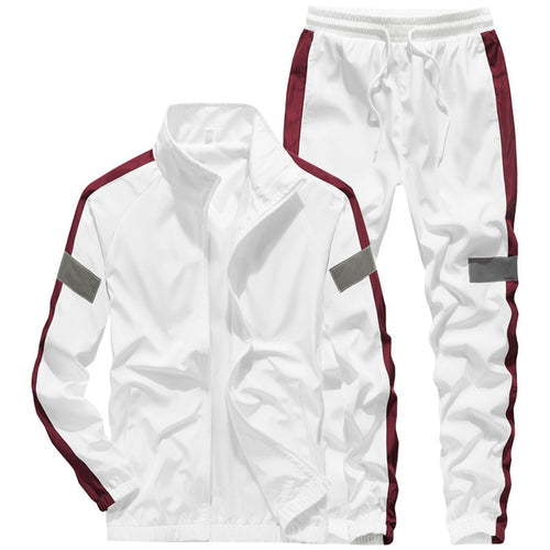 Herren Sportives Freizeit-Trainingsanzug-Set aus leichtem Windbreaker-Material mit Kontraststreifen und reflektierenden Einsätzen Nord Taschen