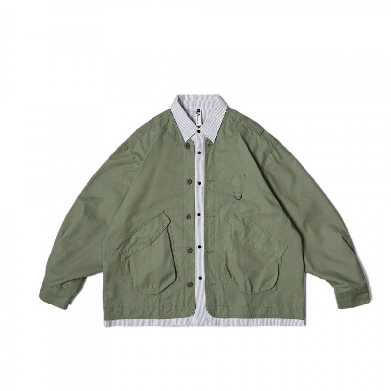 Unisex Oversize-Hemdjacke im Worker-Stil mit aufgesetzten Klappentaschen und kontrastierter Hemdblende Nord Taschen