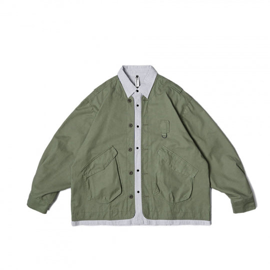Unisex Oversize-Hemdjacke im Worker-Stil mit aufgesetzten Klappentaschen und kontrastierter Hemdblende Nord Taschen