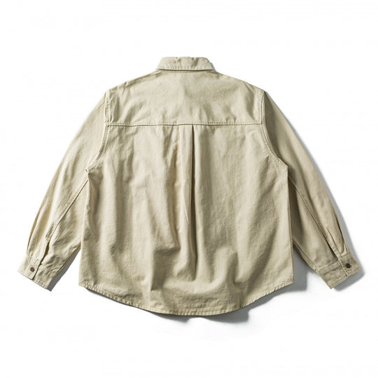 Unisex Oversize Hemdjacke aus Canvas-Baumwollmix mit Brusttasche und Zierstickerei Nord Taschen