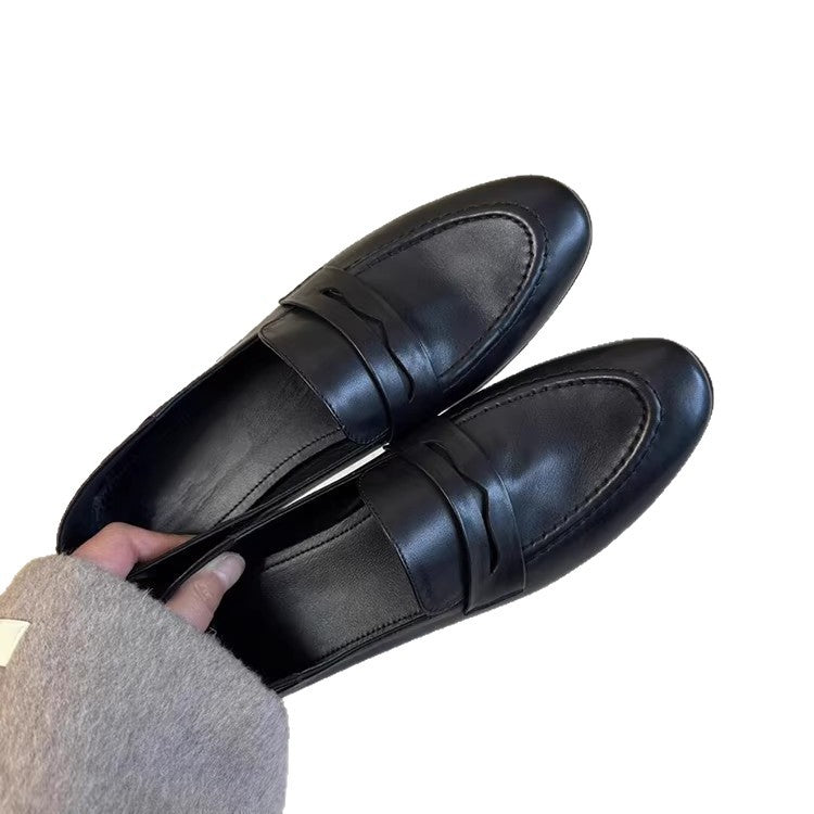 Damen Glattleder-Loafer mit niedrigem Blockabsatz und klassischem Penny-Steg Nord Taschen