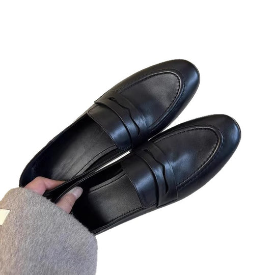 Damen Glattleder-Loafer mit niedrigem Blockabsatz und klassischem Penny-Steg Nord Taschen