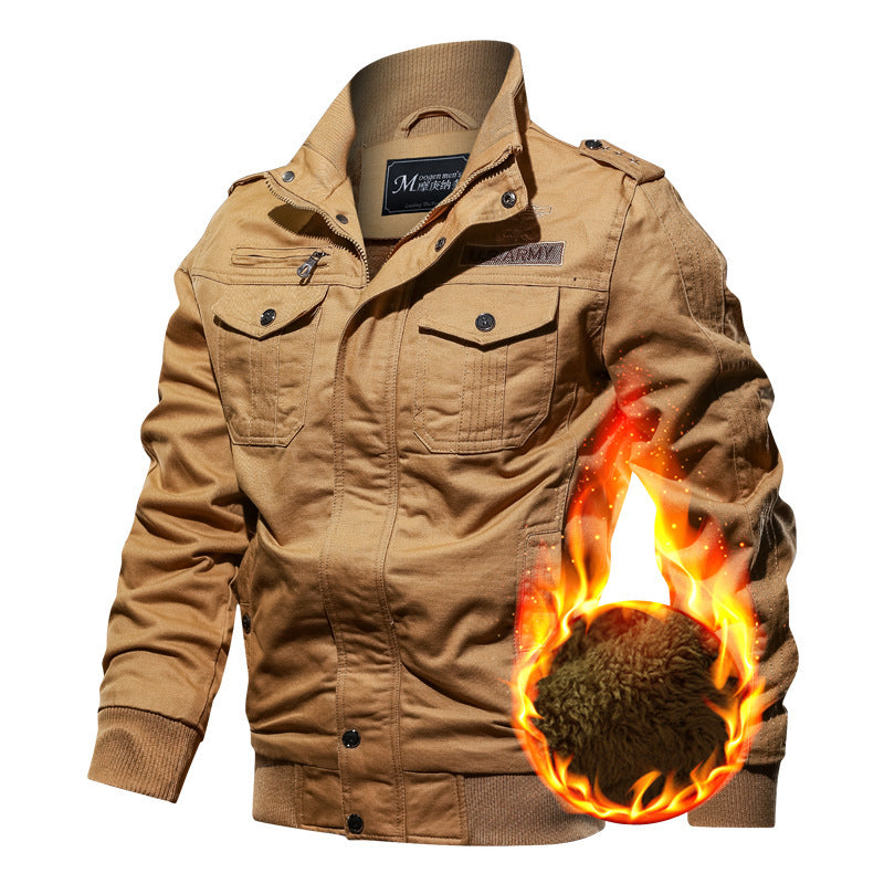 Herren Militärinspirierte Canvas‑Fieldjacke mit Epauletten, Brustpattentaschen und Rippbündchen Nord Taschen