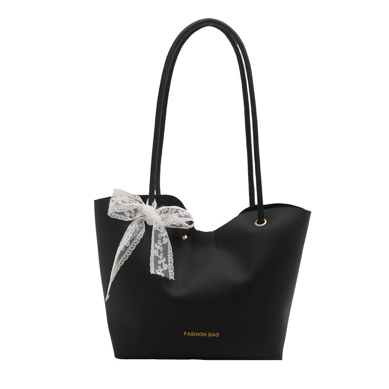 Damen Tote-Tasche aus hochwertigem Kunstleder mit verspieltem Schleifendetail Nord Taschen
