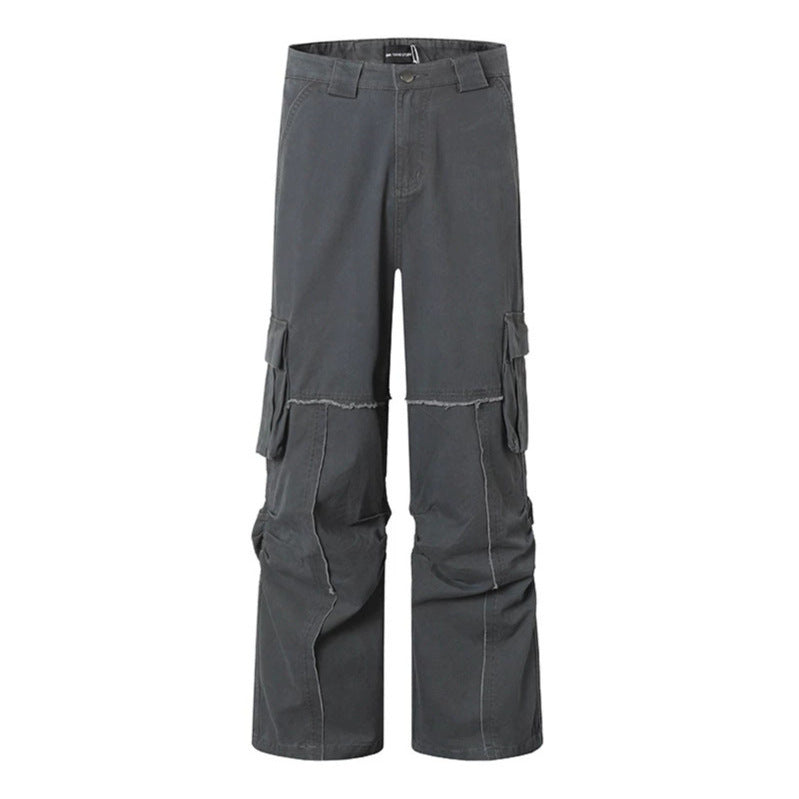 Damen Weite Cargo-Culotte-Hose mit hoher Taille, Multi‑Taschen und sichtbaren Nahtdetails Nord Taschen