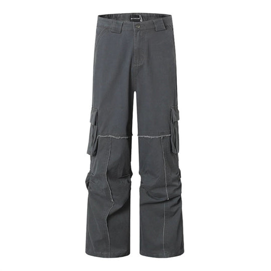 Damen Weite Cargo-Culotte-Hose mit hoher Taille, Multi‑Taschen und sichtbaren Nahtdetails Nord Taschen