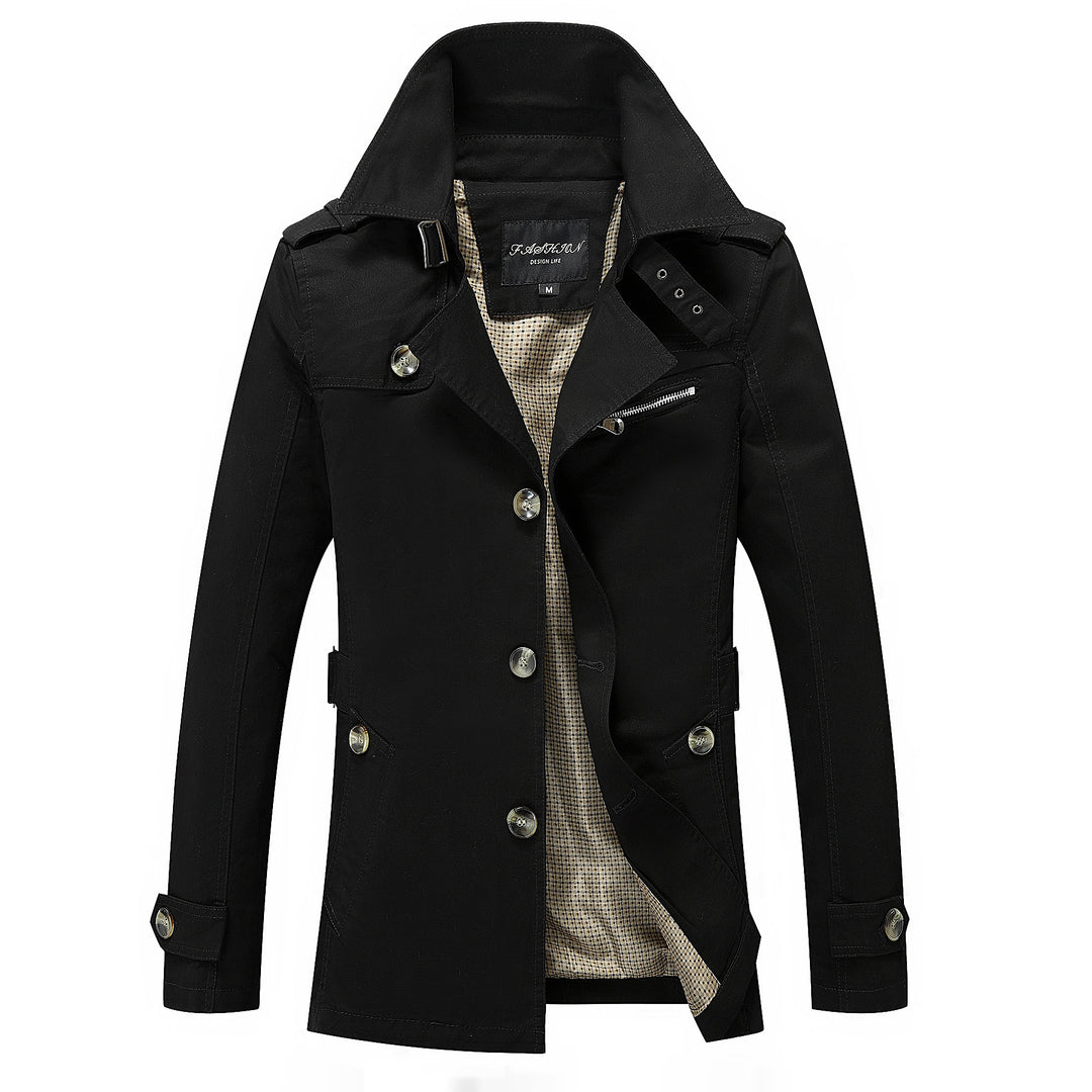 Herren mittellanger Canvas-Fieldparka mit Stehkragen Schulterepauletten und Utility-Taschen Nord Taschen