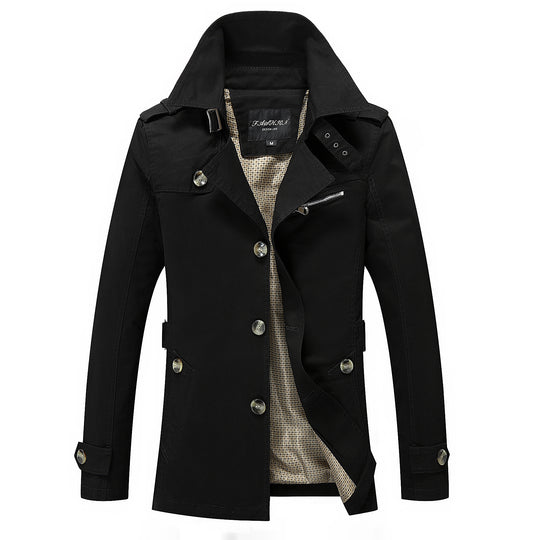 Herren mittellanger Canvas-Fieldparka mit Stehkragen Schulterepauletten und Utility-Taschen Nord Taschen