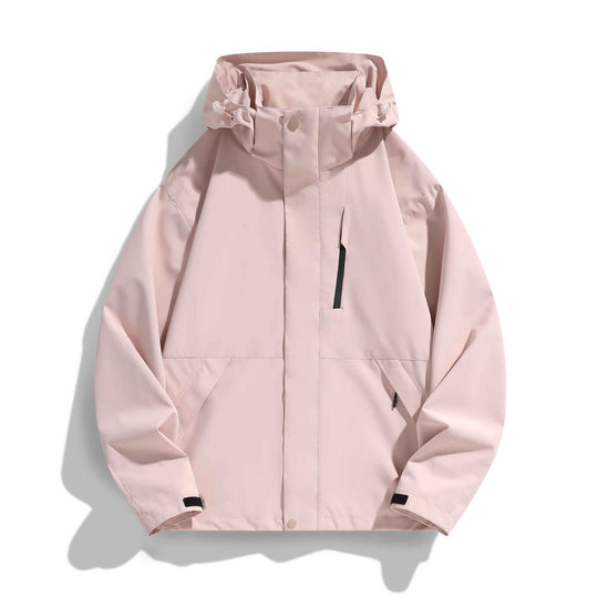 Damen Wasserabweisende Kapuzen‑Übergangsjacke mit verstellbarer Kapuze, verdeckter Frontblende und Multifunktionstaschen Nord Taschen
