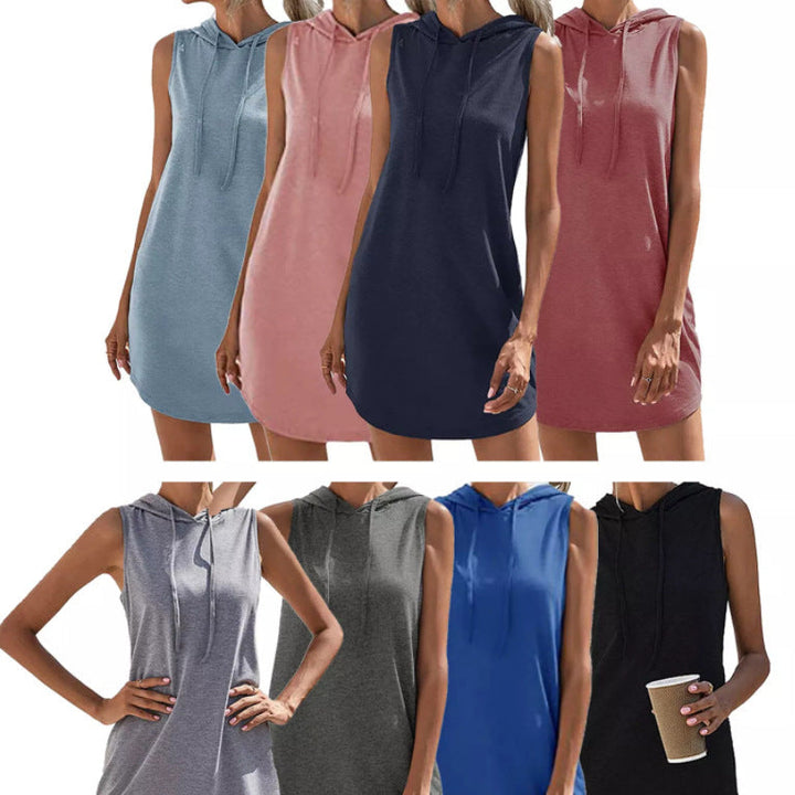Damen Kapuzenkleid Aus Atmungsaktivem Jersey-Material