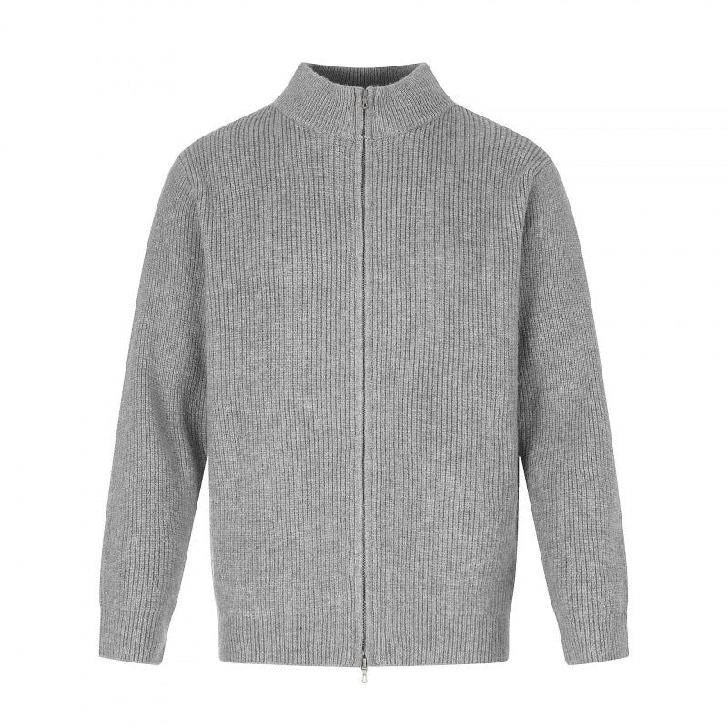 Unisex Reißverschluss-Strickjacke im Boxy‑Cut mit Stehkragen und Rippenstruktur Nord Taschen