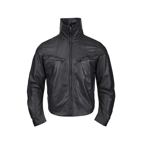 Herren Lederoptik‑Blouson mit hohem Stehkragen und Reißverschluss‑Brusttaschen Nord Taschen