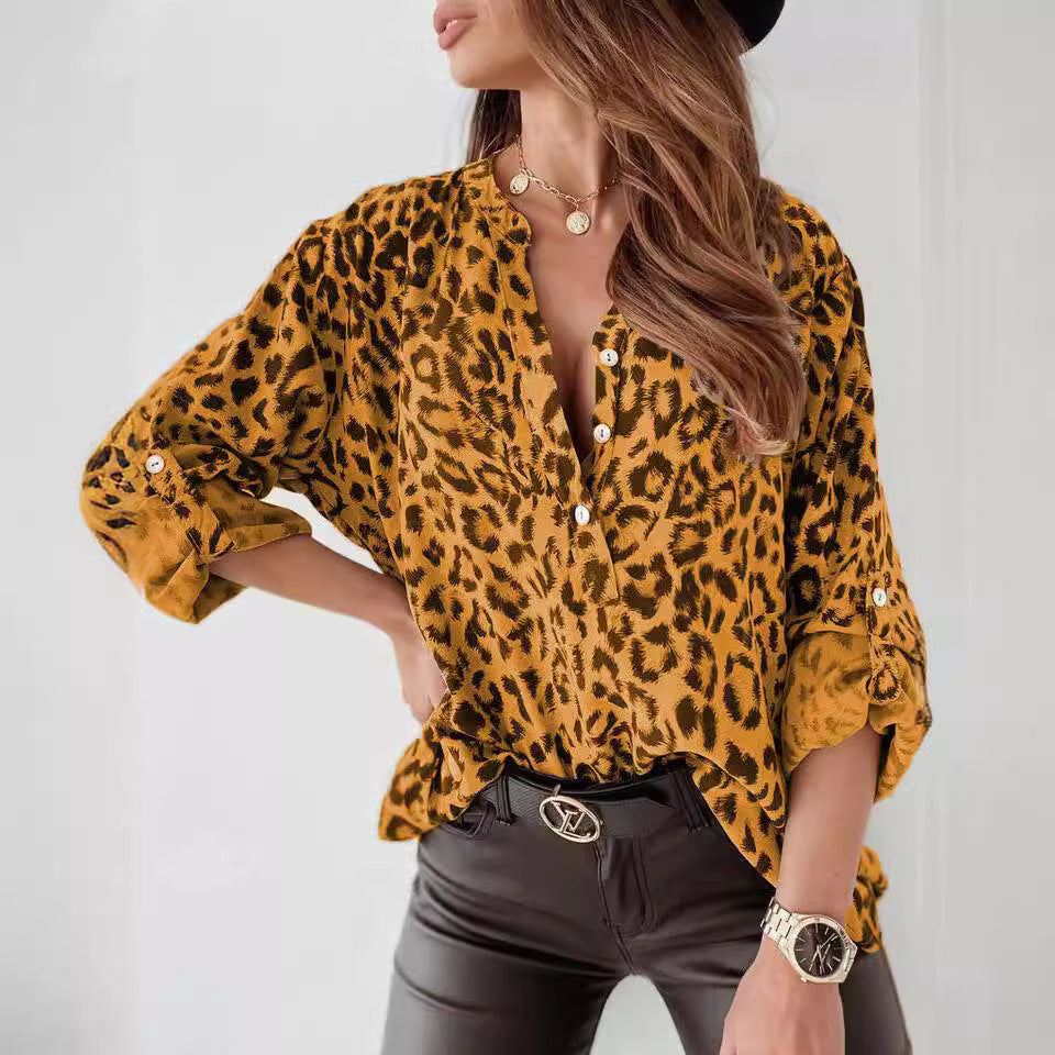Damen Bluse im eleganten Animal-Print mit Raffungen