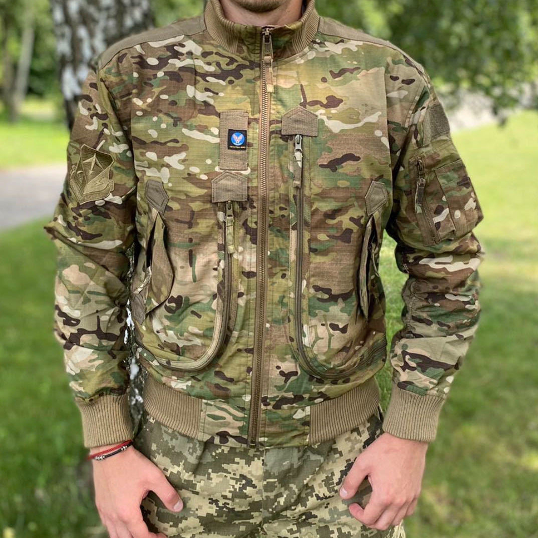 Herren Militärinspirierte Bomberjacke mit Mehrfachtaschen, Ärmel-Organizer und Rippenbündchen Nord Taschen