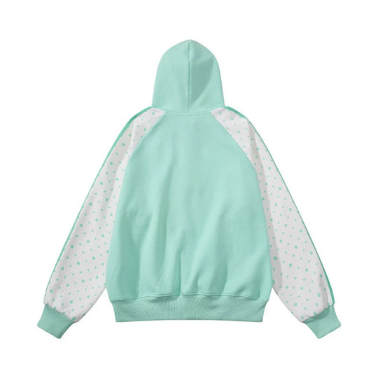 Damen Kapuzen‑Sweatjacke mit durchgehendem Reißverschluss, Raglanärmeln und Polka‑Dot‑Einsätzen Nord Taschen