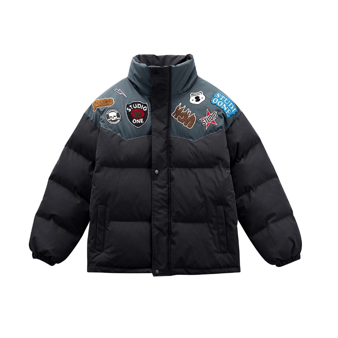 Unisex Wattierte Pufferjacke mit gestickten Patch‑Applikationen Nord Taschen