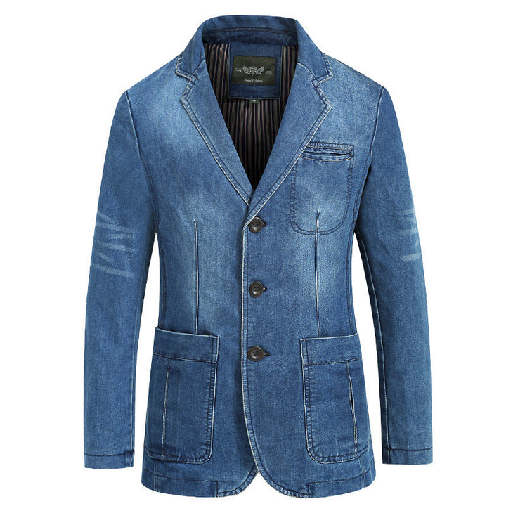 Herren  legerer Baumwoll-Blazer mit Knopfleiste, aufgesetzten Taschen und gestreiftem Innenfutter Nord Taschen
