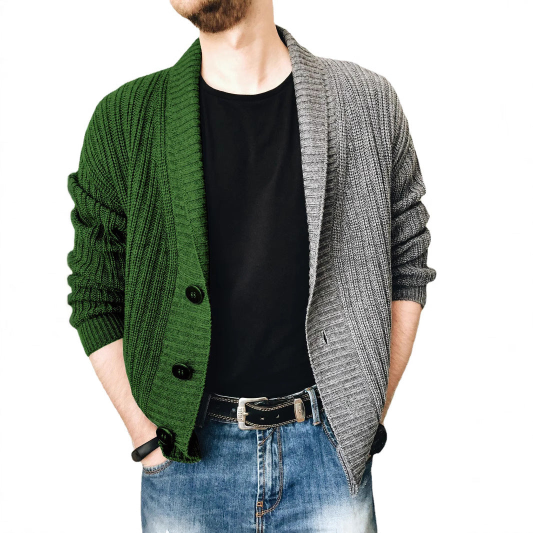 Herren Grobstrick-Cardigan mit Schalkragen, Rippstruktur und markanten Knöpfen Nord Taschen