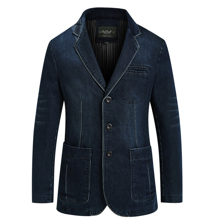 Herren  Jeansblazer im Tailored-Schnitt mit aufgesetzten Taschen und elastischem Denim Nord Taschen