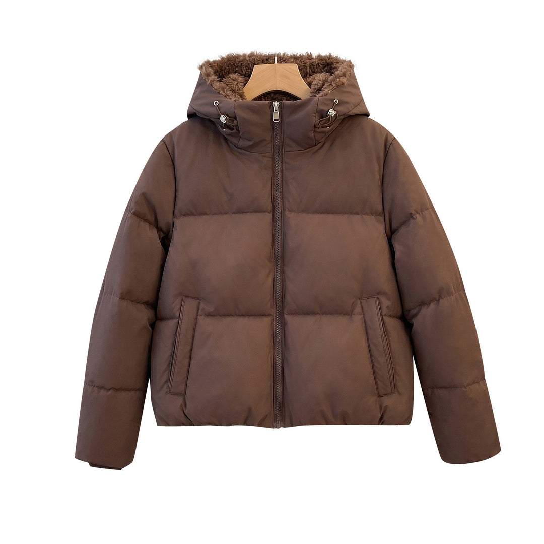 Damen nan kompakte Steppjacke mit Sherpa-Innenkapuze, wärmender Thermoisolierung und verdecktem Zweiwege-Reißverschluss Nord Taschen
