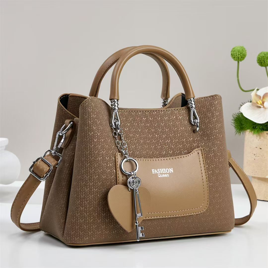 Damen Handtasche mit strukturiertem Obermaterial und abnehmbarem Schlüsselanhänger Nord Taschen