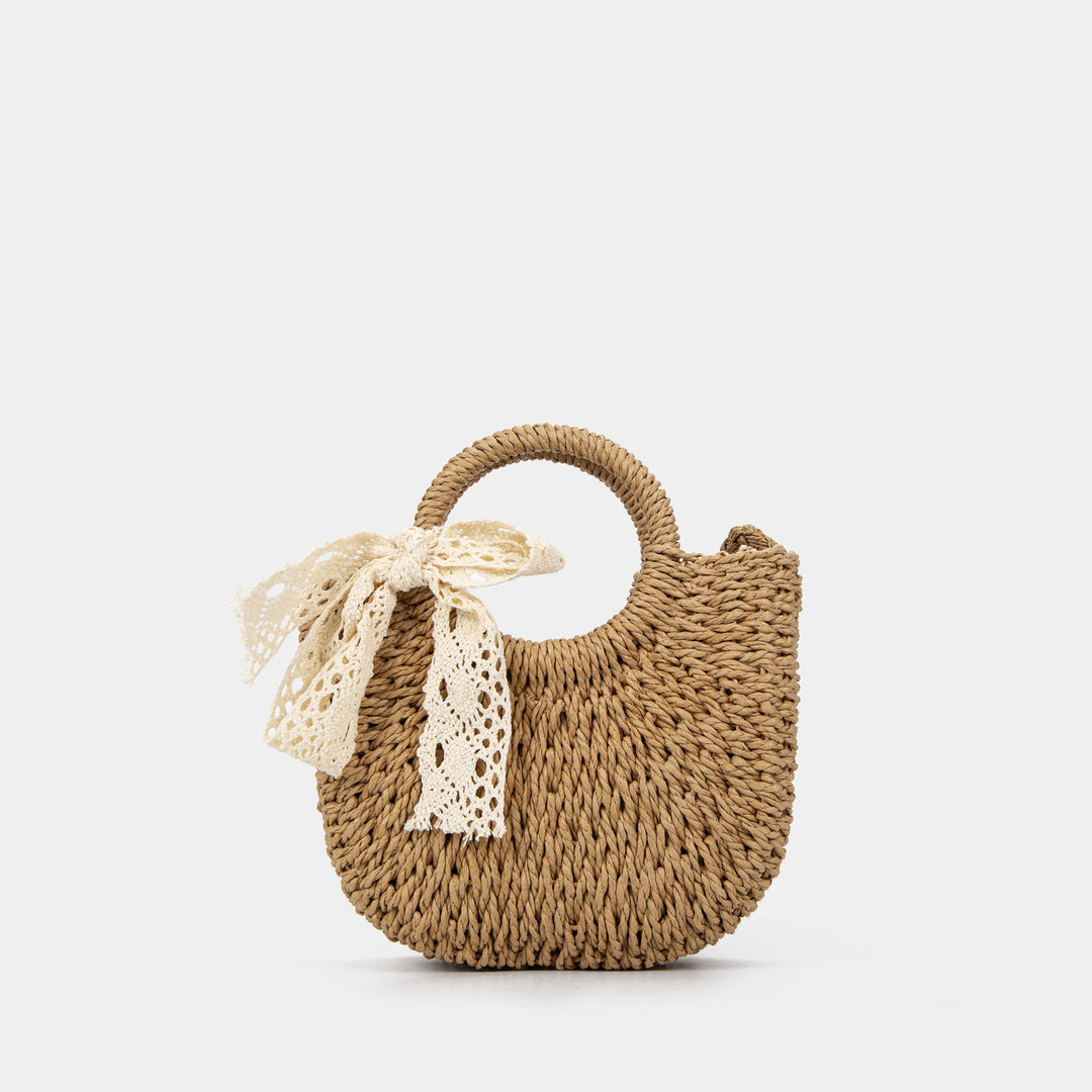 Damen handgefertigte Korbtasche mit filigranem Haarschleifen-Detail Nord Taschen