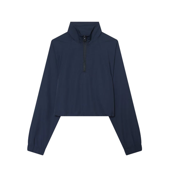 Damen Kurzgeschnittener Windbreaker mit Halbreißverschluss, hohem Stehkragen und Kordelzug Nord Taschen