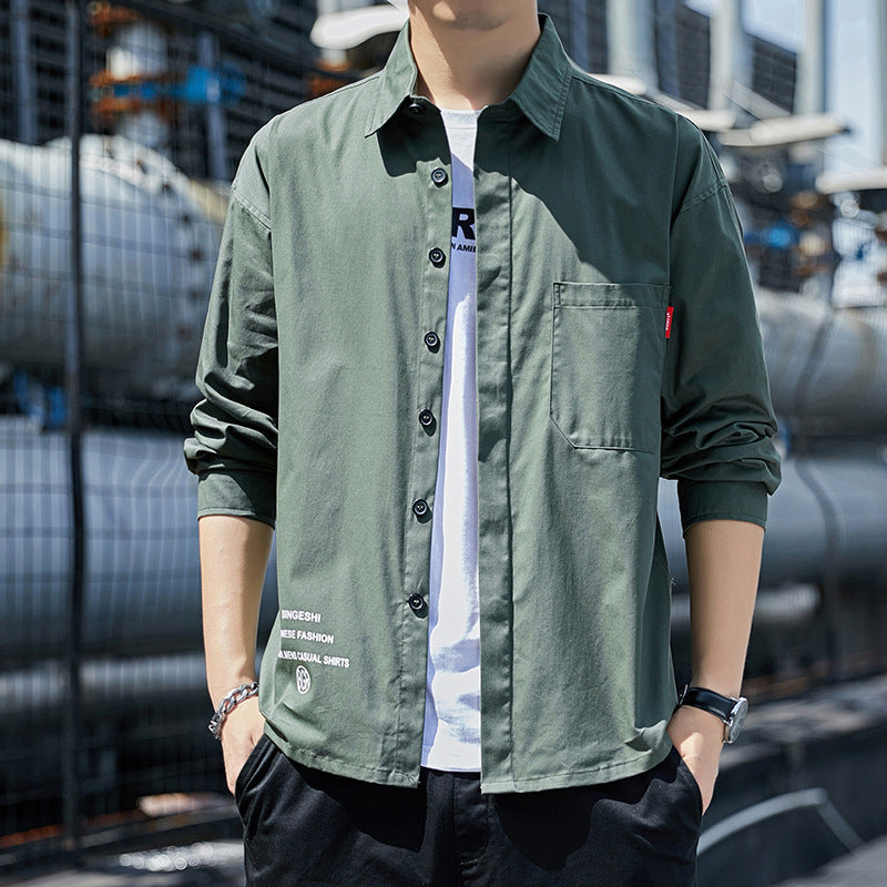Herren Oversized-Hemdjacke im Casual-Worker-Stil mit Brusttasche und durchgehender Knopfleiste Nord Taschen