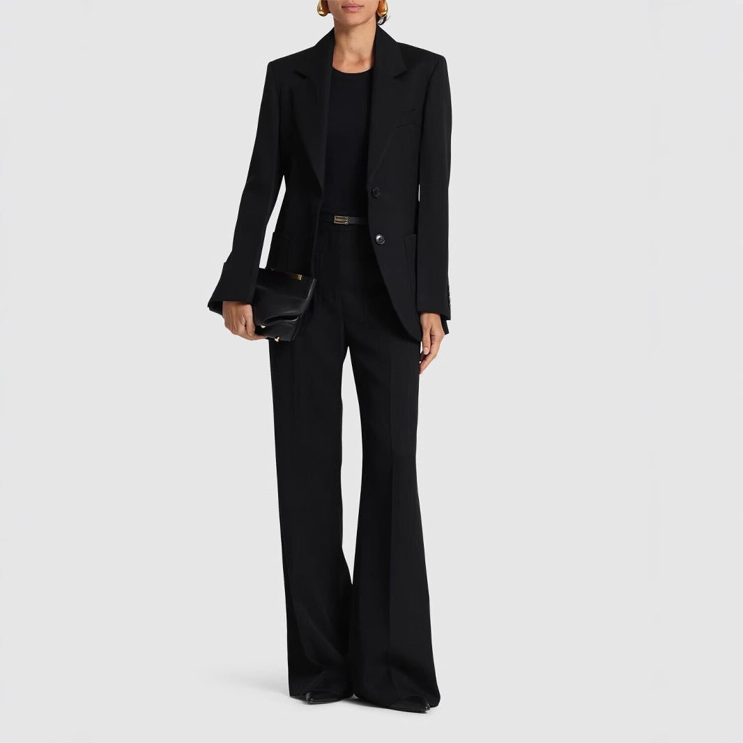 Damen Zweiteiliges Hosenanzug-Set im präzisen Tailoring mit weitem Schlag und schmaler Schulter Nord Taschen