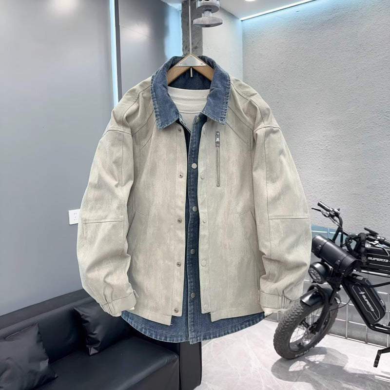 Herren Overshirt-Jacke mit Jeans-Innenblende und Reißverschluss-Brusttasche Nord Taschen