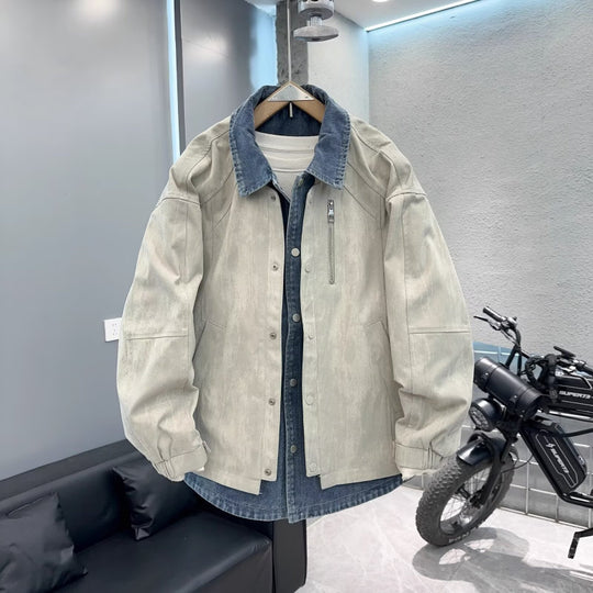 Herren Overshirt-Jacke mit Jeans-Innenblende und Reißverschluss-Brusttasche Nord Taschen