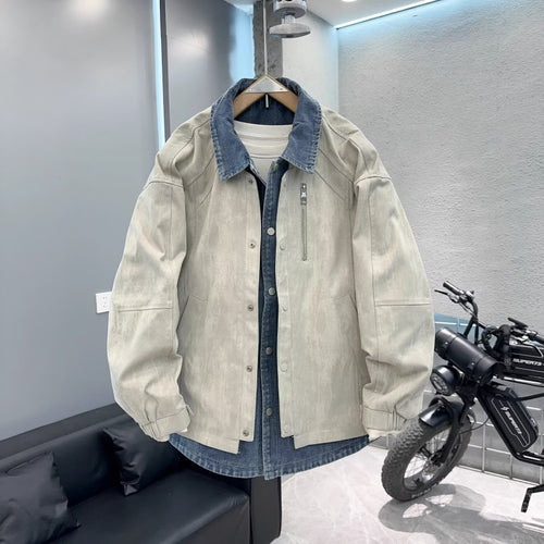Herren Overshirt-Jacke mit Jeans-Innenblende und Reißverschluss-Brusttasche Nord Taschen