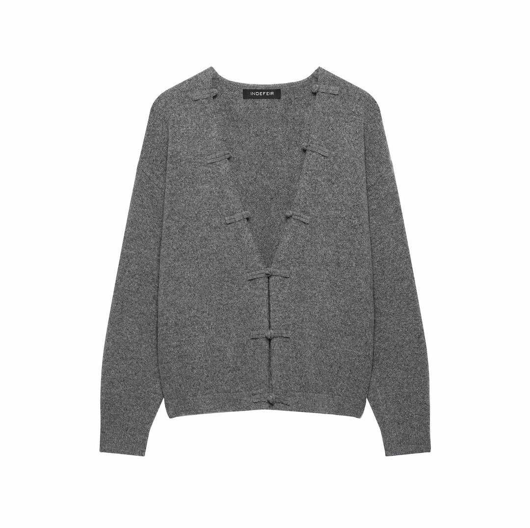 Damen Grobgestrickter Cardigan mit Knebelverschlüssen und kastiger Silhouette Nord Taschen