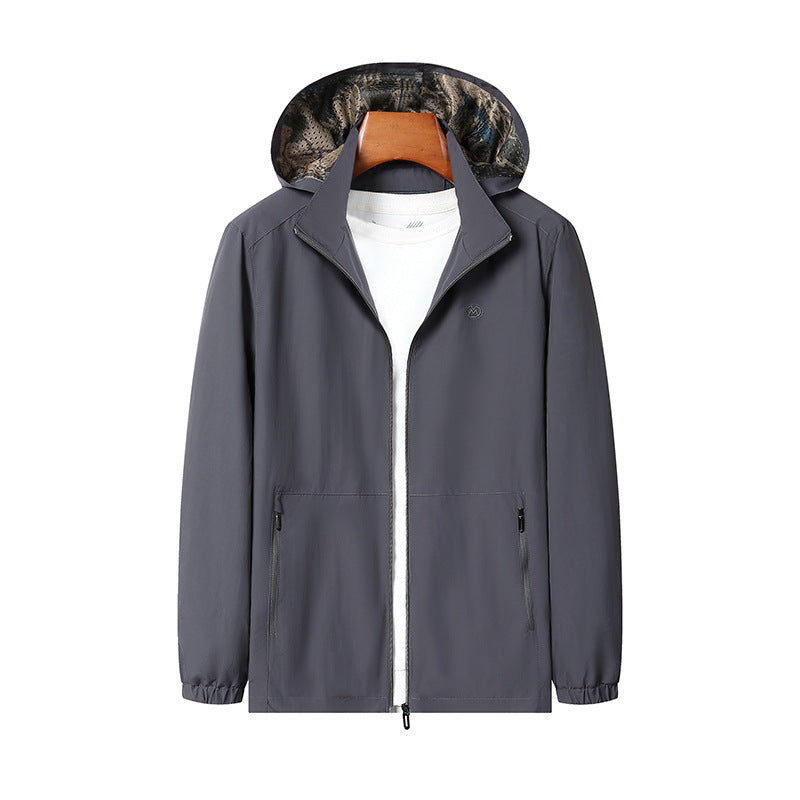 Herren Leichte Kapuzen-Shelljacke mit wasserabweisender Mikrofaser und verdeckten Reißverschlusstaschen Nord Taschen