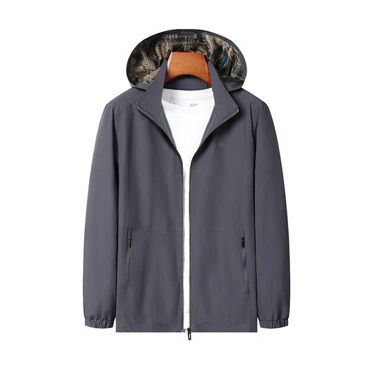 Herren Leichte Kapuzen-Shelljacke mit wasserabweisender Mikrofaser und verdeckten Reißverschlusstaschen Nord Taschen