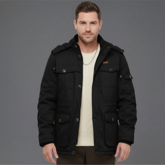 Herren Wattierte Winterparka mit Kapuze und multifunktionalen Taschen Nord Taschen