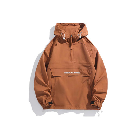 Herren Kapuzenanorak mit halbem Reißverschluss, Kängurutasche und verstellbarem Saum Nord Taschen