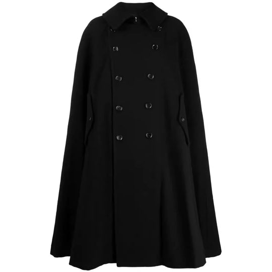 Herren zweireihiger Cape-Mantel aus Wollmix mit Umhangschnitt Nord Taschen