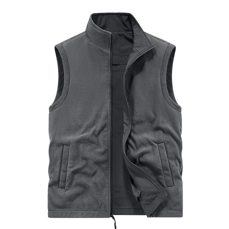 Herren Wattierte Utility-Weste mit Fleece-Innenfutter, Mehrfach-Taschen und Stehkragen Nord Taschen