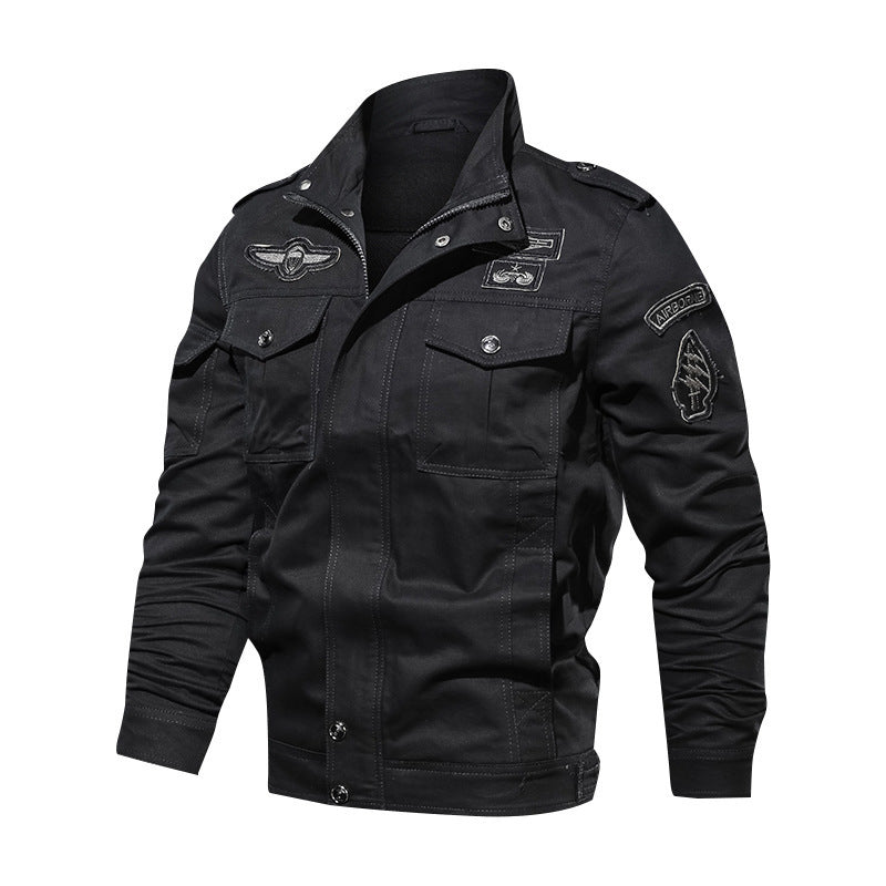 Herren  Canvas-Pilotjacke mit Schulterpatten, aufgesetzten Klappentaschen und verstärkter Frontpartie Nord Taschen