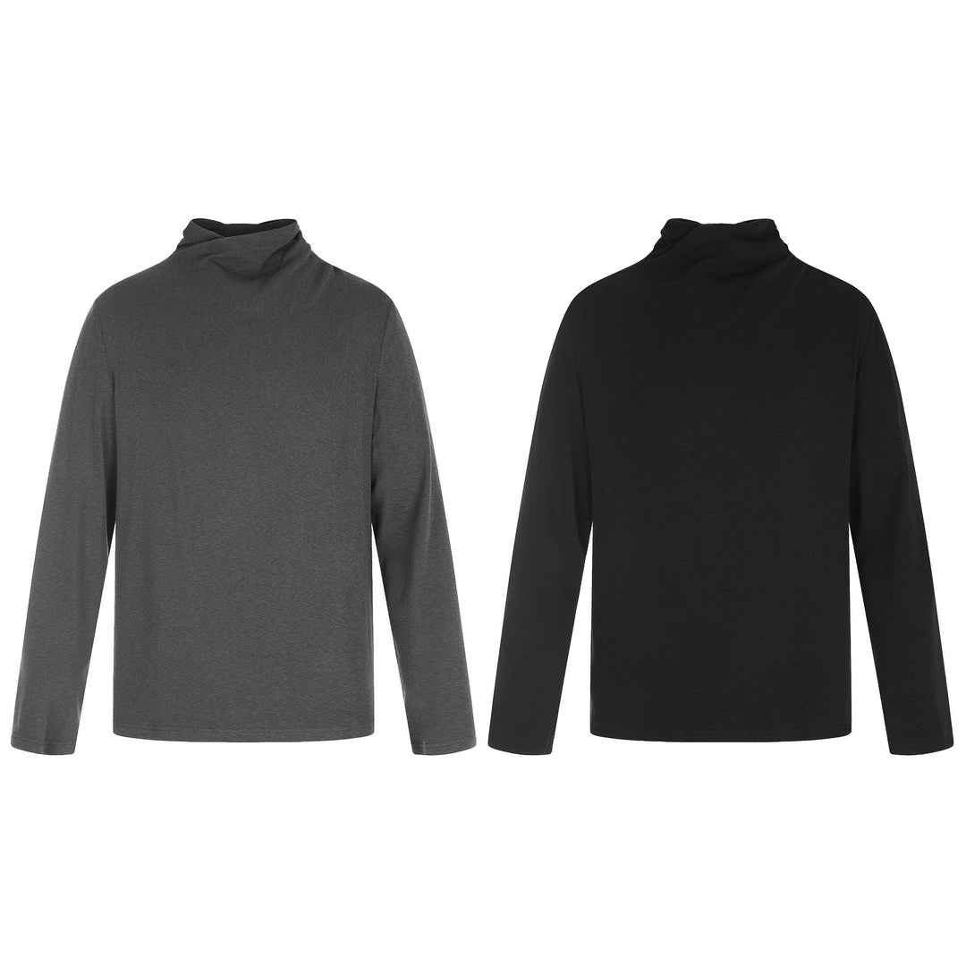 Damen Feines Baumwoll-Longsleeve mit gedrehtem Stehkragen und schmaler Silhouette Nord Taschen