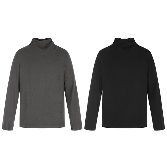 Damen Feines Baumwoll-Longsleeve mit gedrehtem Stehkragen und schmaler Silhouette Nord Taschen